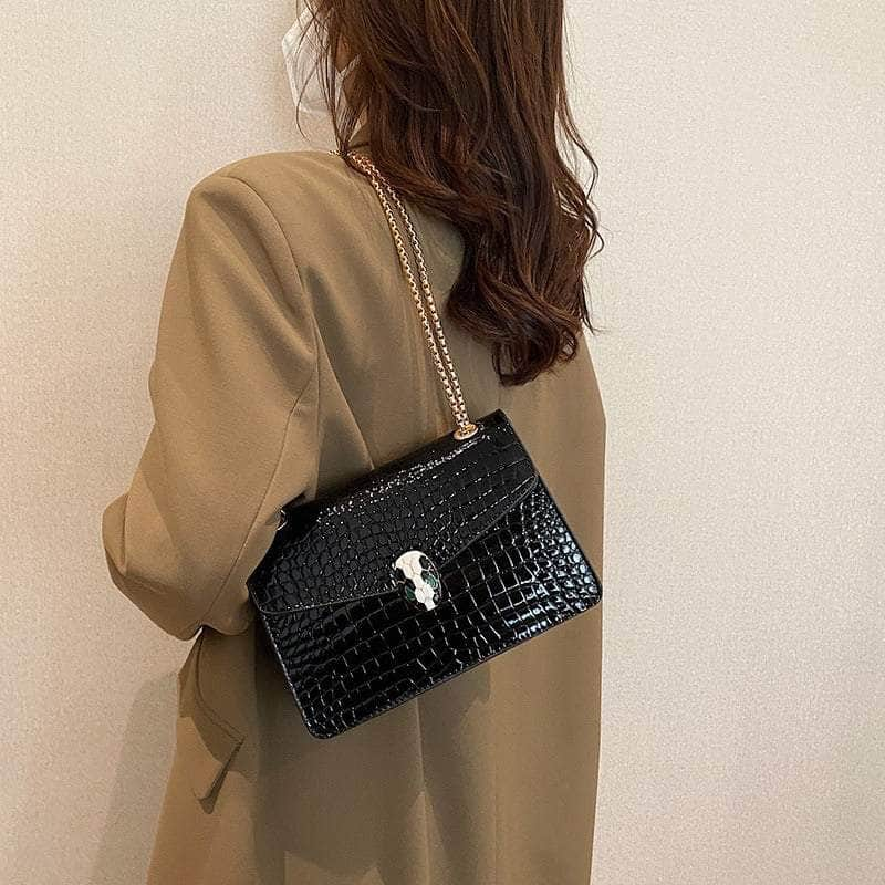 Elegant Croc Skin Leather Bag