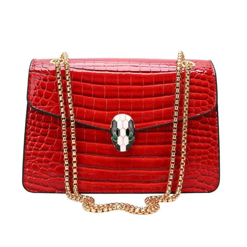 Elegant Croc Skin Leather Bag Red