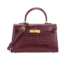 Elegant Croc Skin Leather Crossbody Handbag