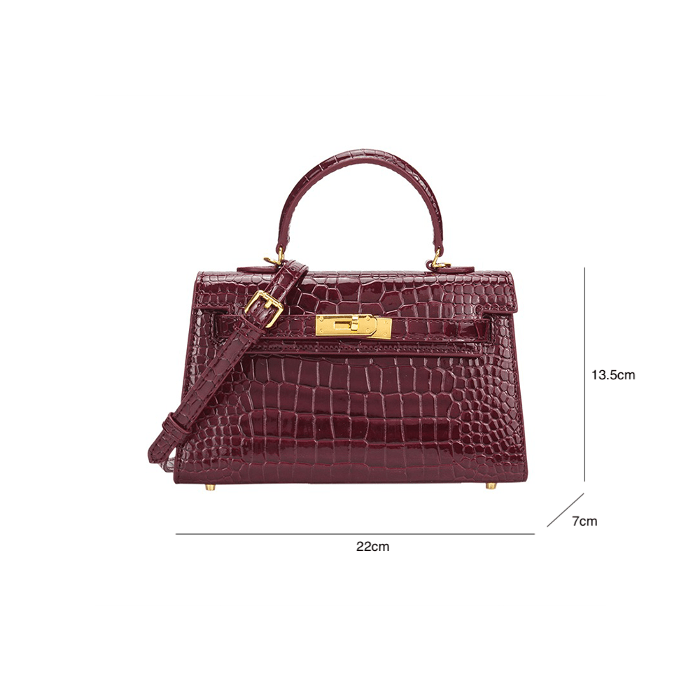 Elegant Croc Skin Leather Crossbody Handbag