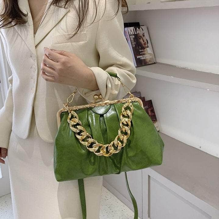 Elegant Crossbody Handbag with Gold Accent