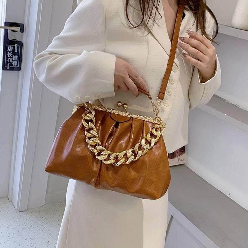 Elegant Crossbody Handbag with Gold Accent