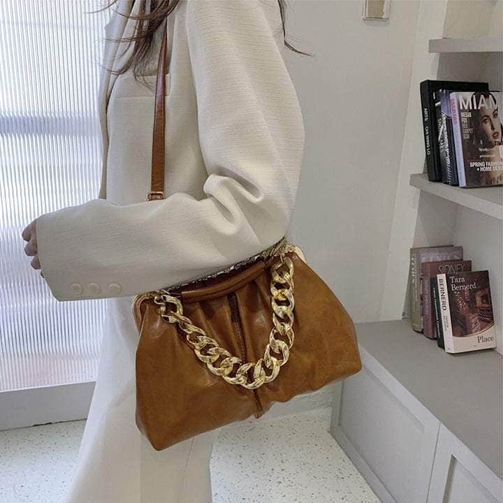 Elegant Crossbody Handbag with Gold Accent