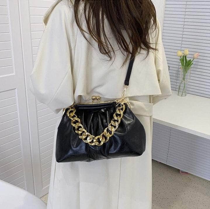 Elegant Crossbody Handbag with Gold Accent