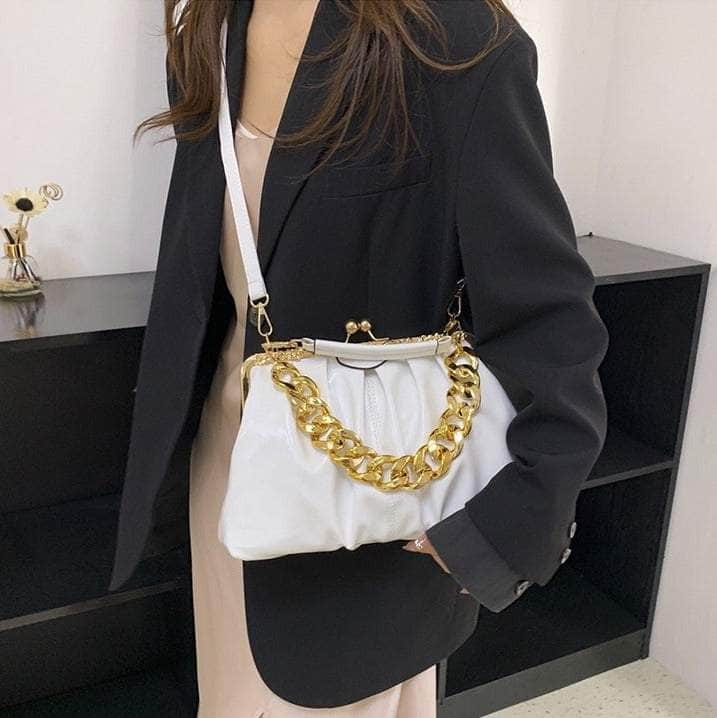 Elegant Crossbody Handbag with Gold Accent