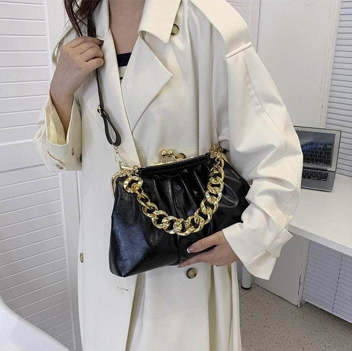 Elegant Crossbody Handbag with Gold Accent