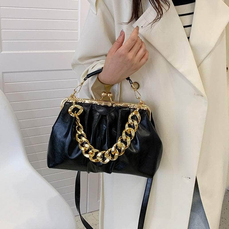 Elegant Crossbody Handbag with Gold Accent