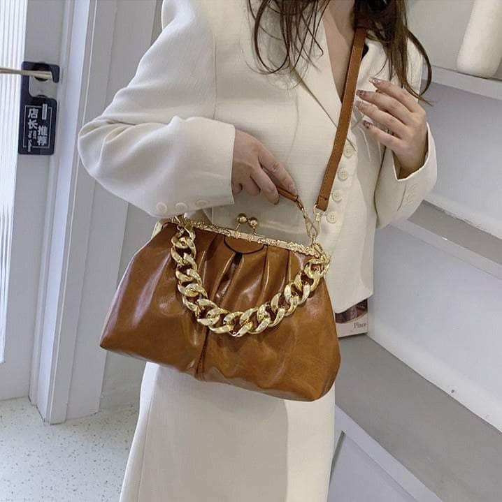 Elegant Crossbody Handbag with Gold Accent