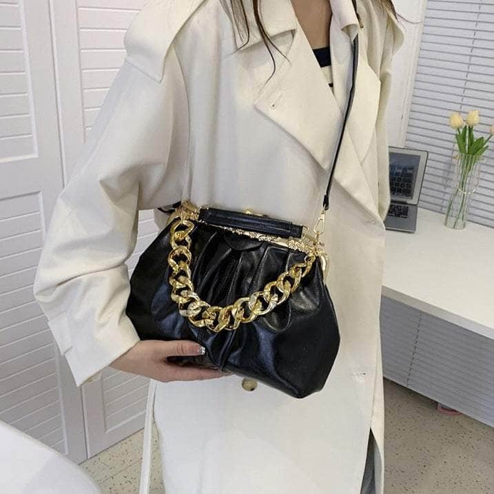 Elegant Crossbody Handbag with Gold Accent