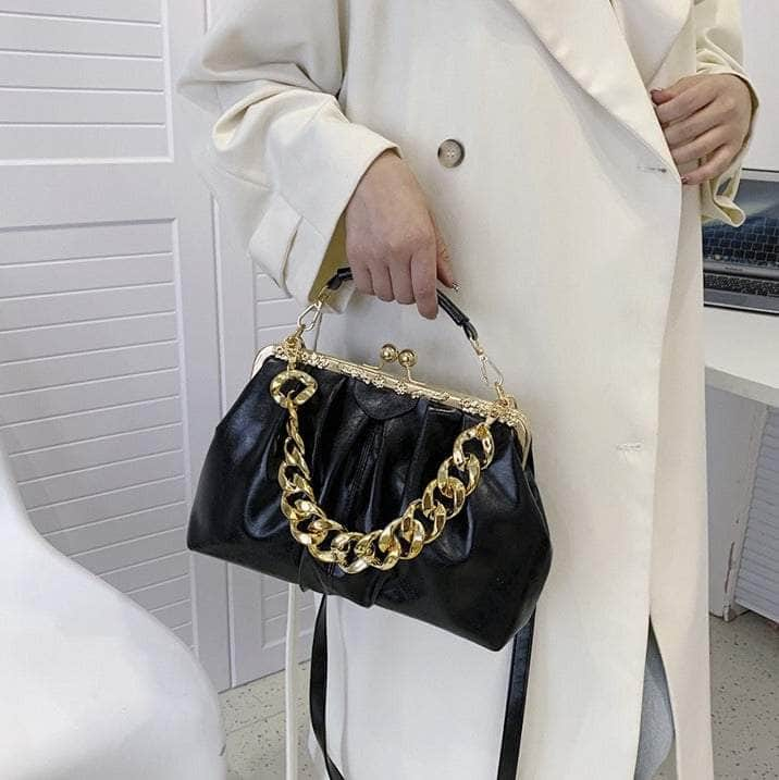 Elegant Crossbody Handbag with Gold Accent