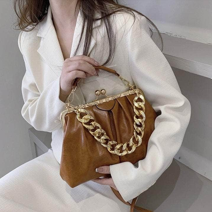 Elegant Crossbody Handbag with Gold Accent