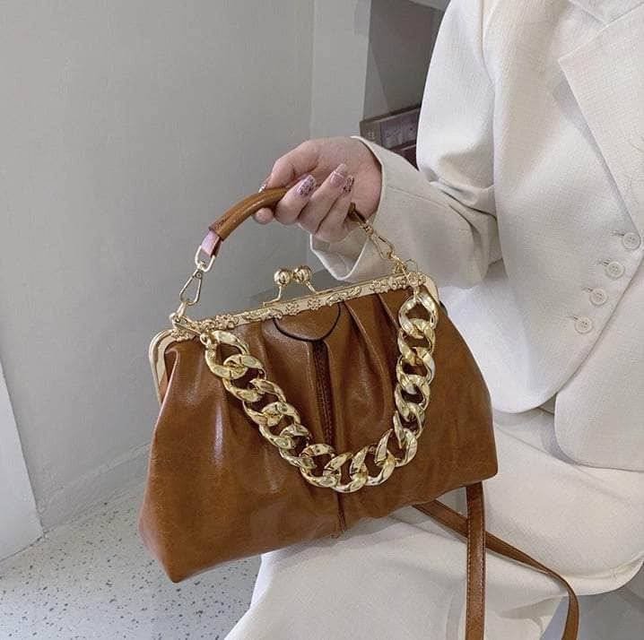 Elegant Crossbody Handbag with Gold Accent