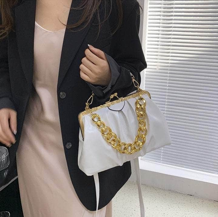 Elegant Crossbody Handbag with Gold Accent