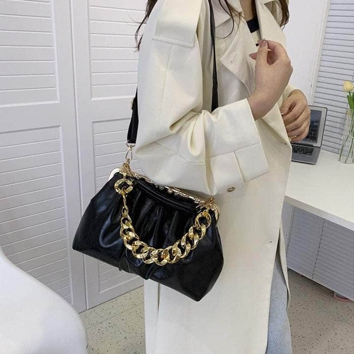 Elegant Crossbody Handbag with Gold Accent