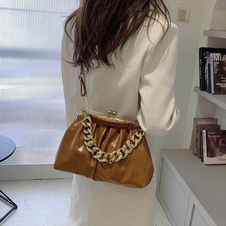 Elegant Crossbody Handbag with Gold Accent