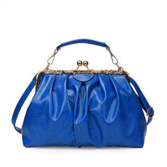 Elegant Crossbody Handbag with Gold Accent Blue