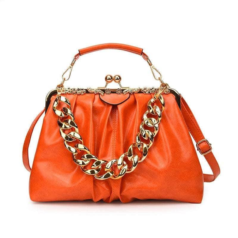 Elegant Crossbody Handbag with Gold Accent Orange