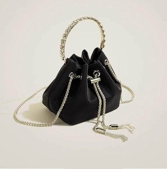 Elegant Crossbody Mini Bucket Handbag Black