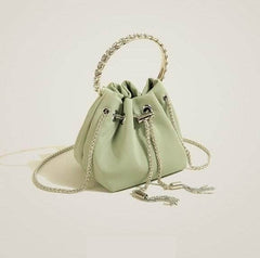 Elegant Crossbody Mini Bucket Handbag Green