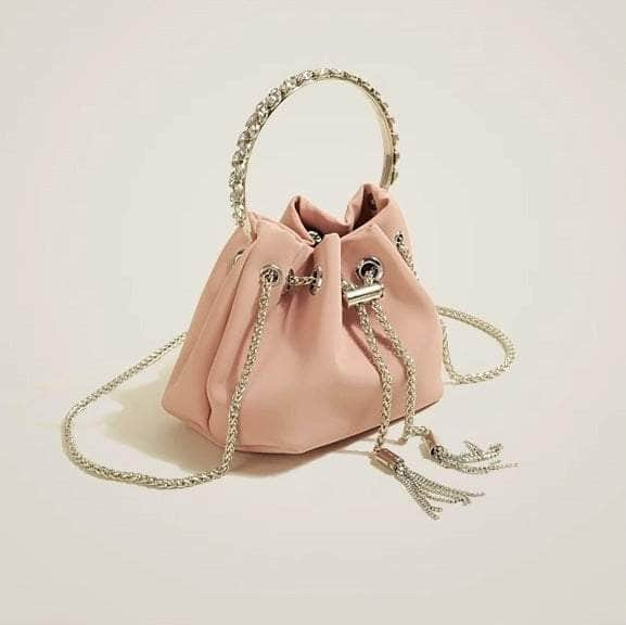 Elegant Crossbody Mini Bucket Handbag Pink