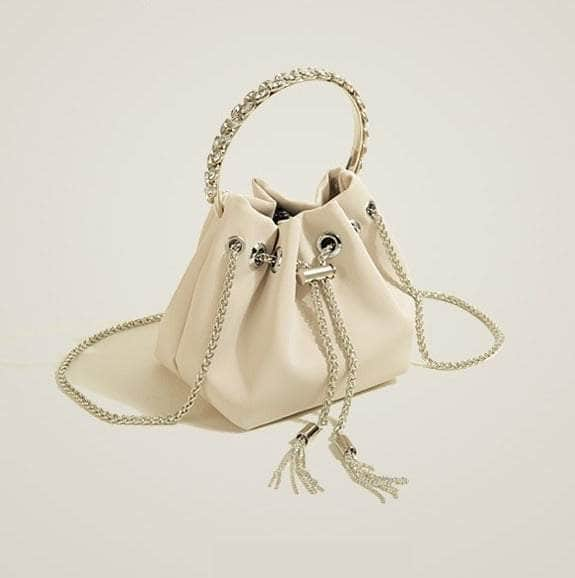 Elegant Crossbody Mini Bucket Handbag White