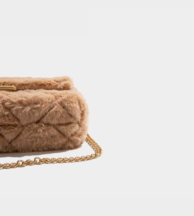 Elegant Faux Fur Soft Crossbody Purse