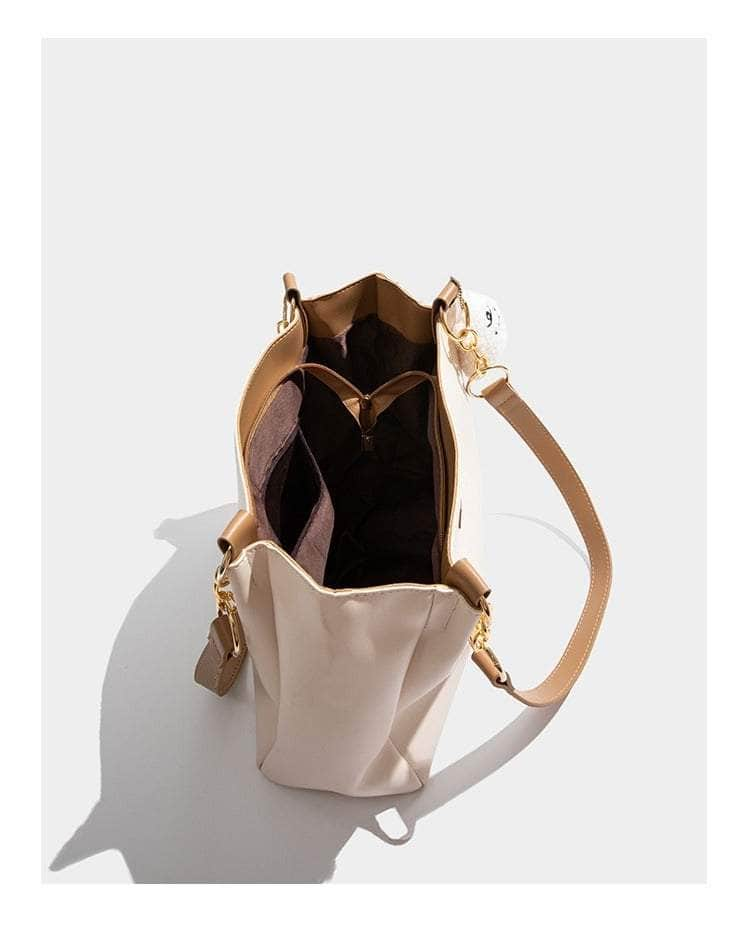 Elegant Faux Leather Shoulder Tote Handbag