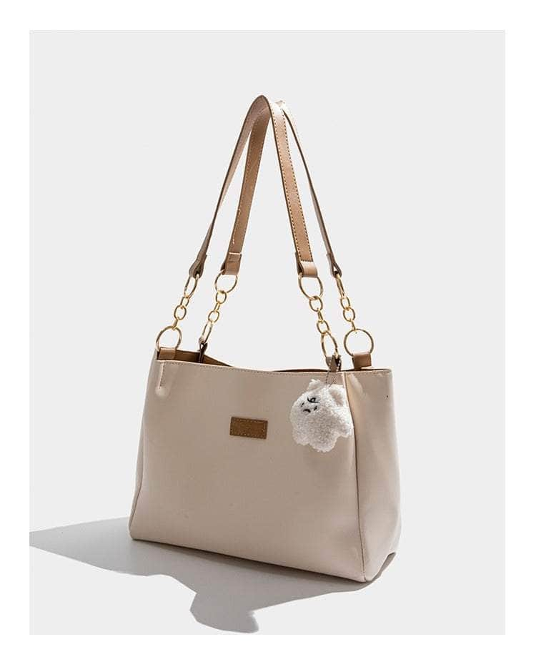 Elegant Faux Leather Shoulder Tote Handbag