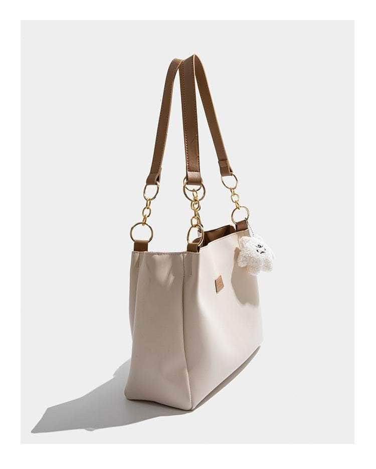 Elegant Faux Leather Shoulder Tote Handbag