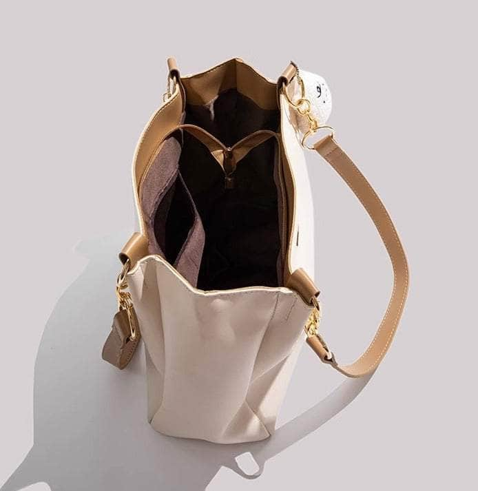 Elegant Faux Leather Shoulder Tote Handbag