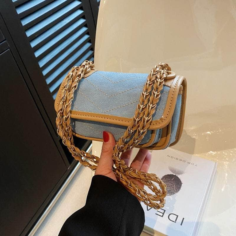 Elegant Flap Crossbody Bag Light-blue