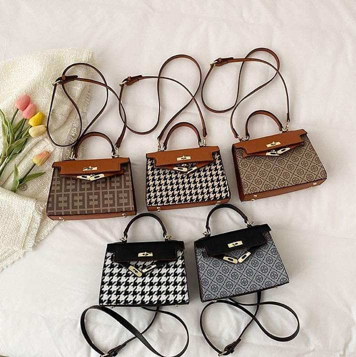 Elegant Houndstooth Shoulder Handbag