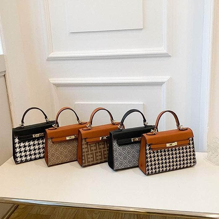 Elegant Houndstooth Shoulder Handbag