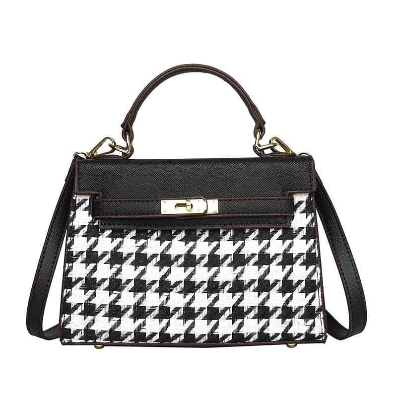 Elegant Houndstooth Shoulder Handbag