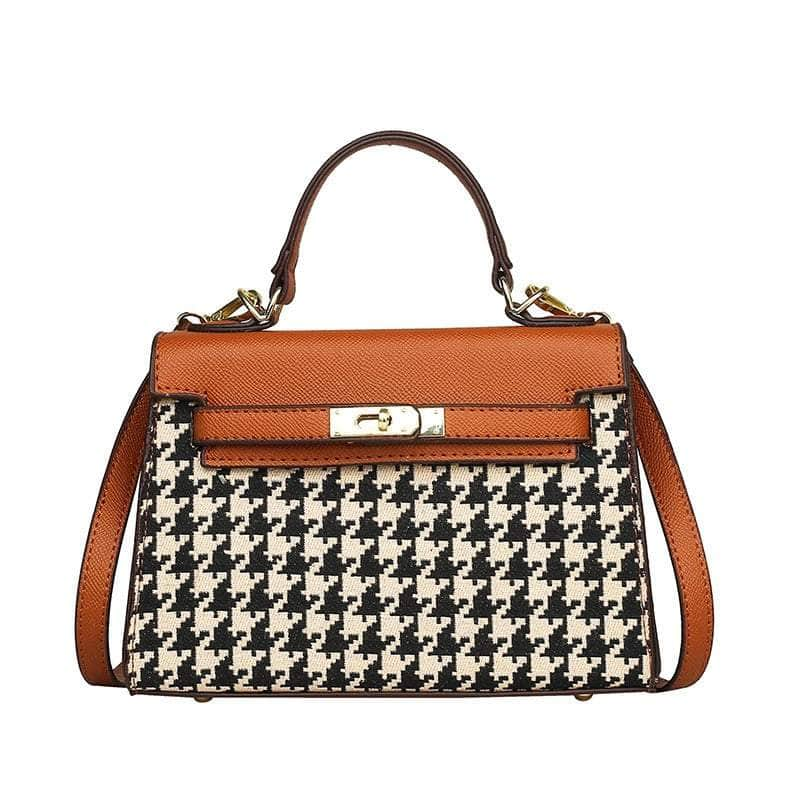 Elegant Houndstooth Shoulder Handbag