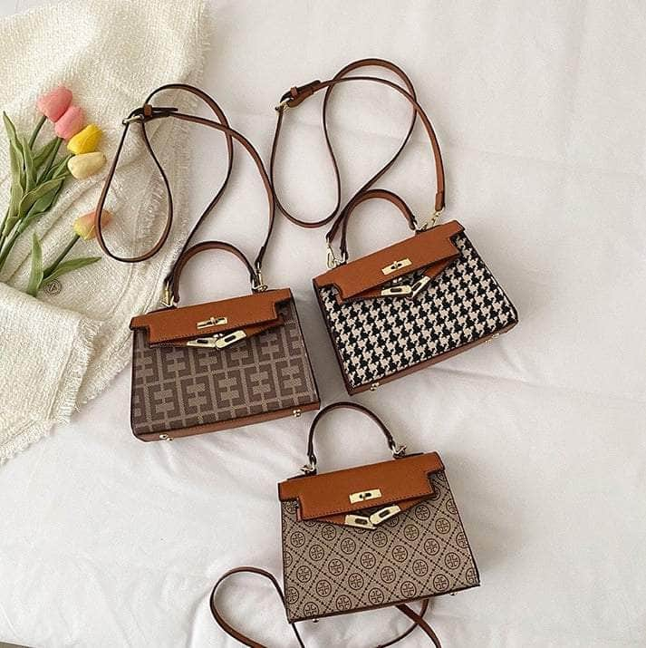 Elegant Houndstooth Shoulder Handbag