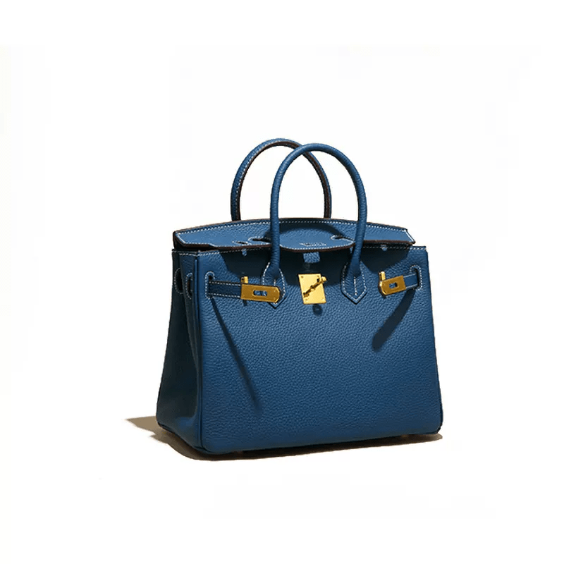 Elegant Ladies' Leather Handbag Blue / Large