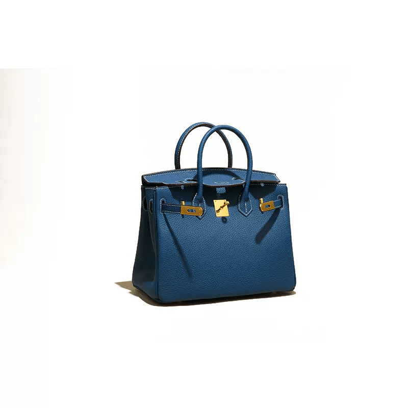 Elegant Ladies' Leather Handbag Blue / Midi