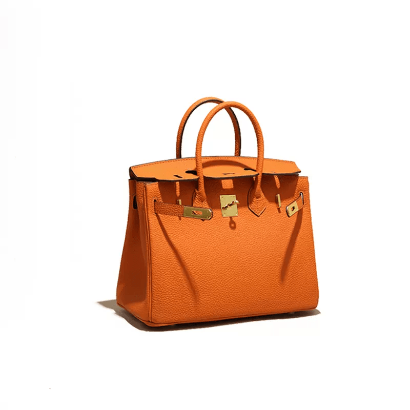 Elegant Ladies' Leather Handbag Orange / Large