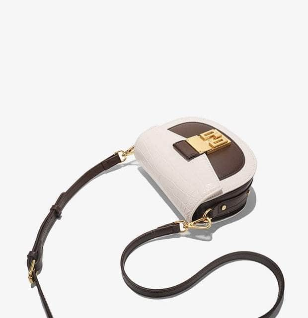 Elegant Leather Crossbody Handbag With Wide Adjustable Strap