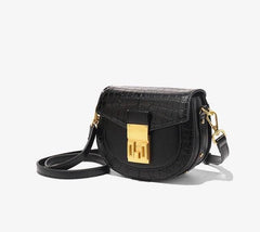 Elegant Leather Crossbody Handbag With Wide Adjustable Strap