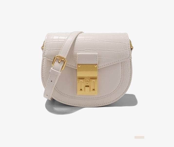 Elegant Leather Crossbody Handbag With Wide Adjustable Strap Ivory