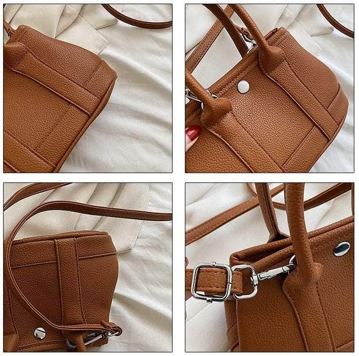 Elegant Litchi Grain Tote Crossbody Bag