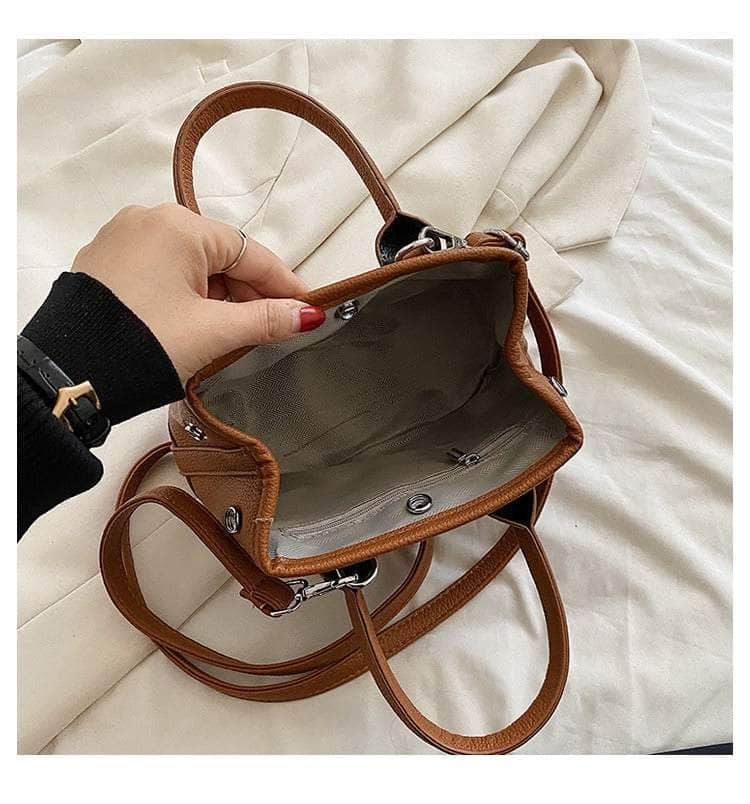 Elegant Litchi Grain Tote Crossbody Bag