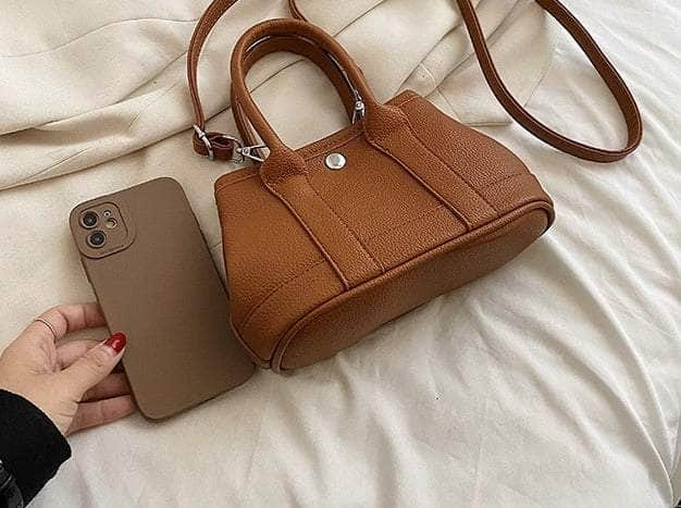 Elegant Litchi Grain Tote Crossbody Bag