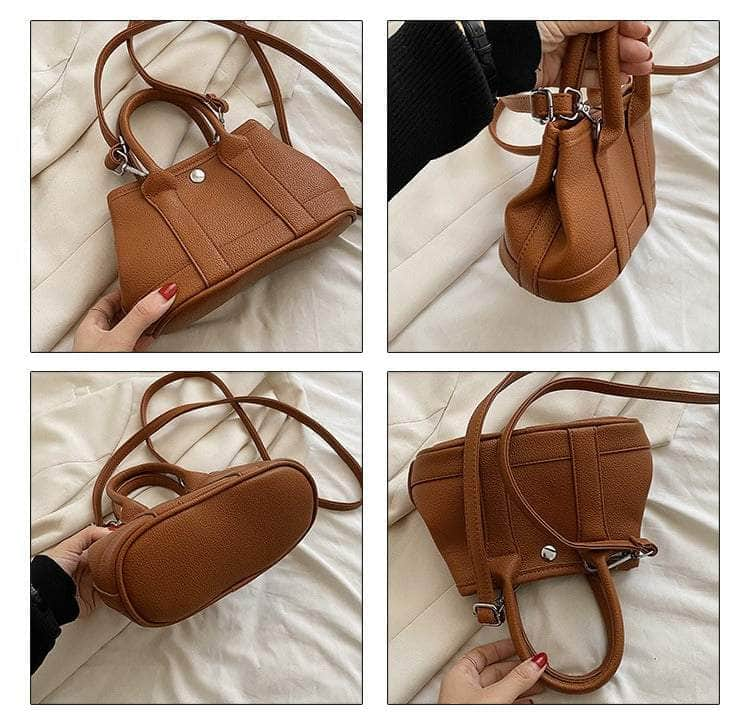 Elegant Litchi Grain Tote Crossbody Bag