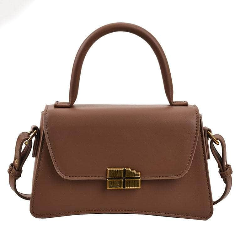 Elegant Microfiber Leather Handbag Brown