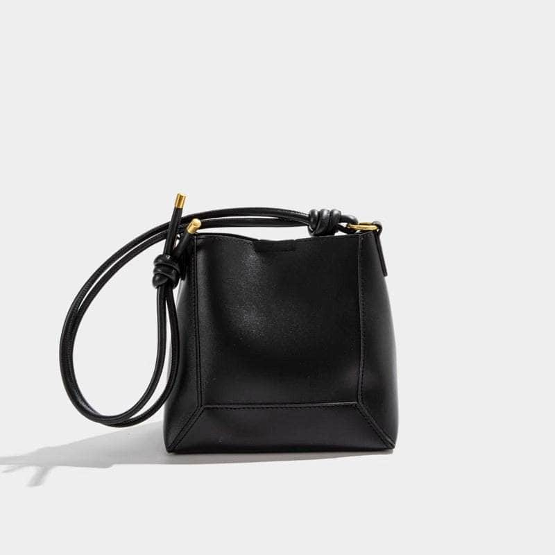 Elegant Retro Crossbody Bucket Bag Black