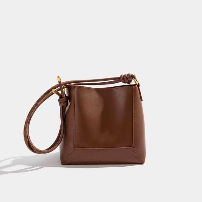 Elegant Retro Crossbody Bucket Bag Brown