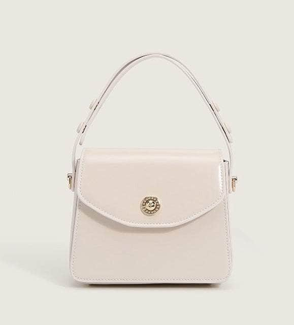 Elegant Retro Leather Shoulder Bag Beige